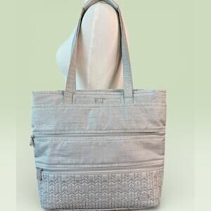 LUG Taxi Fabric Travel Tote Carry On Shoulder Bag Baby Diaper Large Gray Quilted